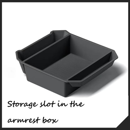 Cybertruck—Storage slot in the armrest box